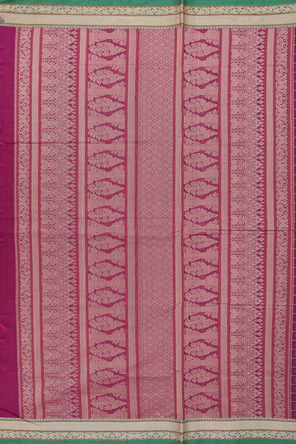 Coimbatore Cotton Saree In Berry Purple With Checks Design