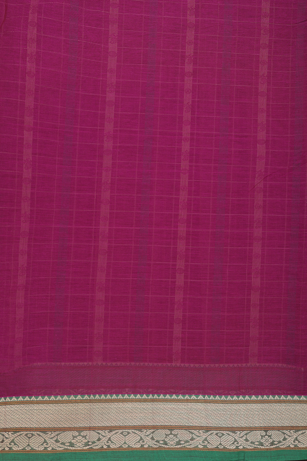 Coimbatore Cotton Saree In Berry Purple With Checks Design