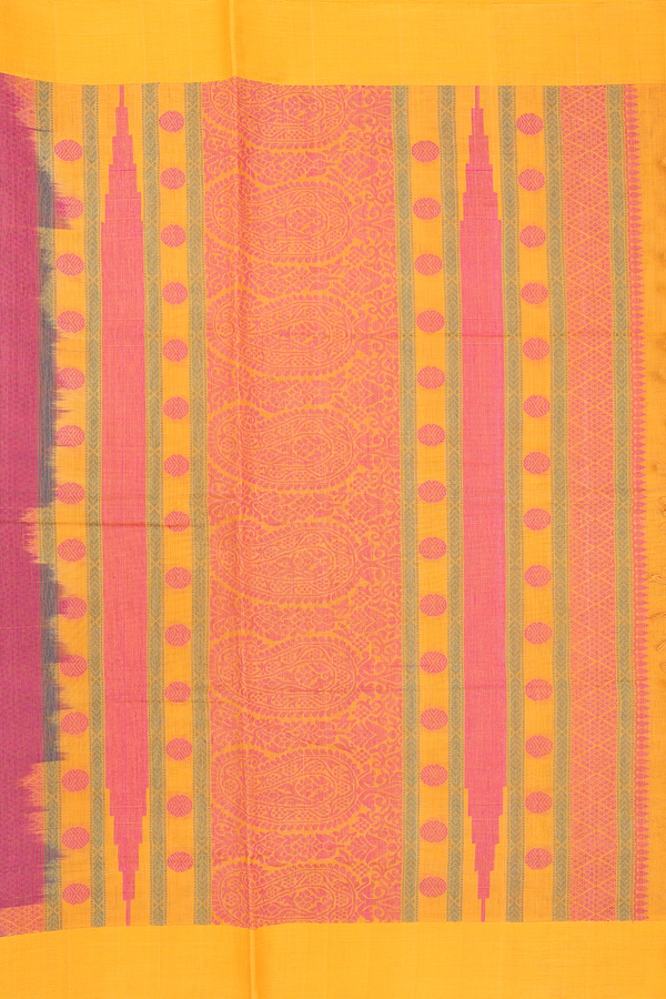 Coimbatore Cotton Saree In Berry Purple With Rudraksh Buttas