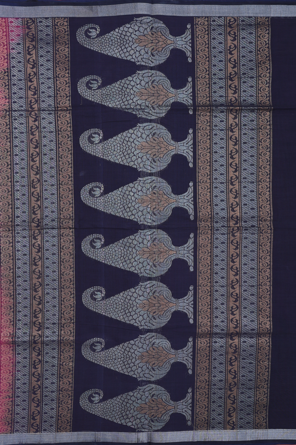 Coimbatore Cotton Saree In Berry Purple With Threadwork Motifs