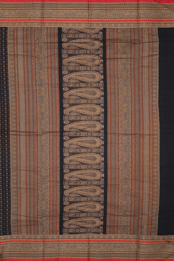 Coimbatore Cotton Saree In Black With Checks Design