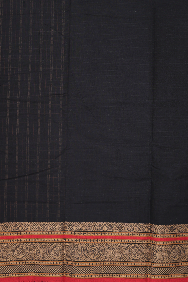 Coimbatore Cotton Saree In Black With Checks Design