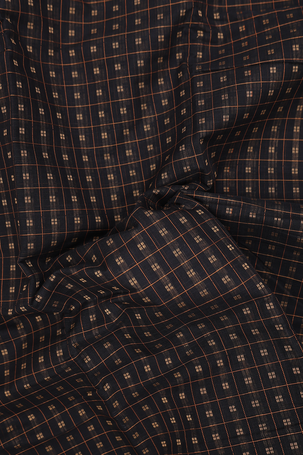Coimbatore Cotton Saree In Black With Checks Design