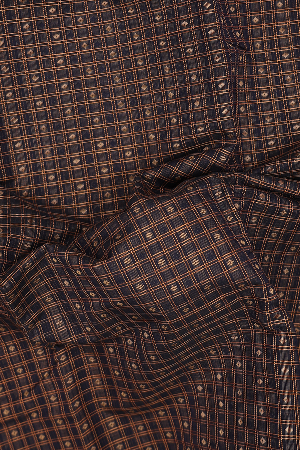 Coimbatore Cotton Saree In Black With Checks Design