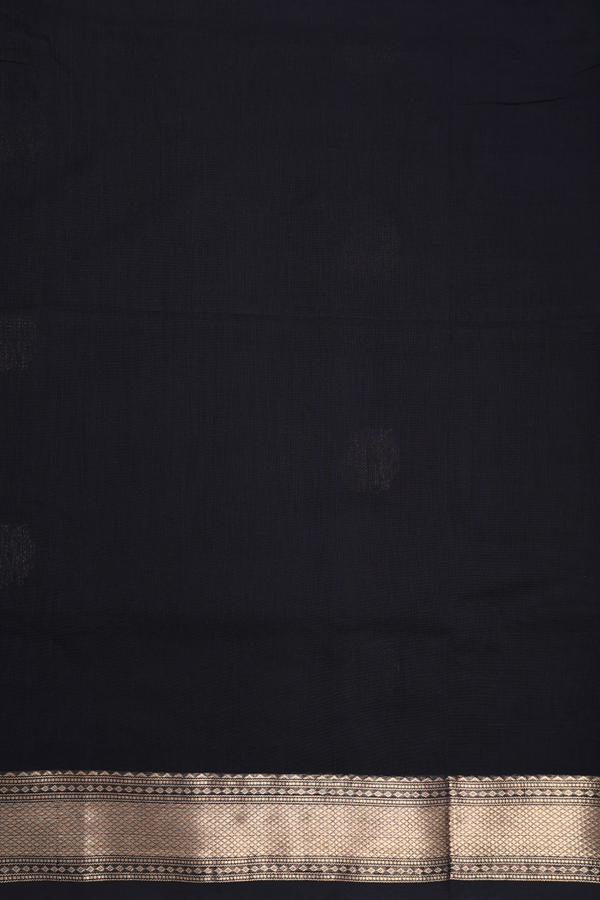 Coimbatore Cotton Saree In Black With Peacock Buttas