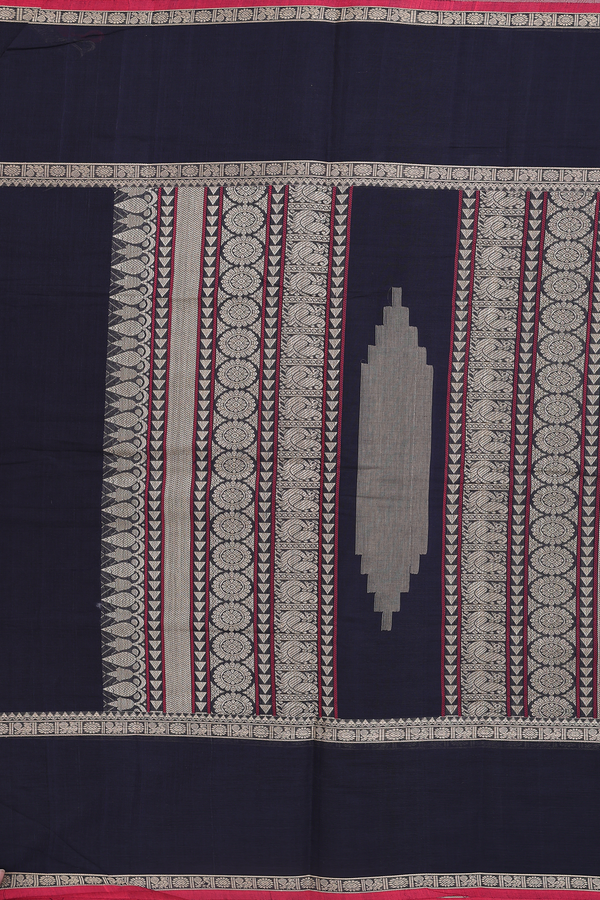 Coimbatore Cotton Saree In Black With Rettai Pettu Border