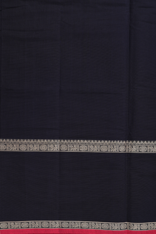 Coimbatore Cotton Saree In Black With Rettai Pettu Border