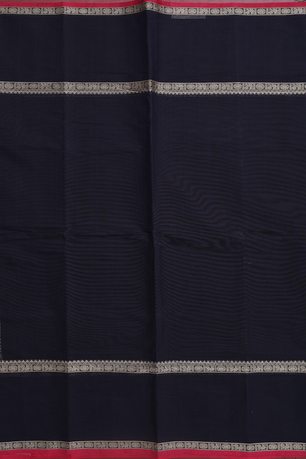 Coimbatore Cotton Saree In Black With Rettai Pettu Border