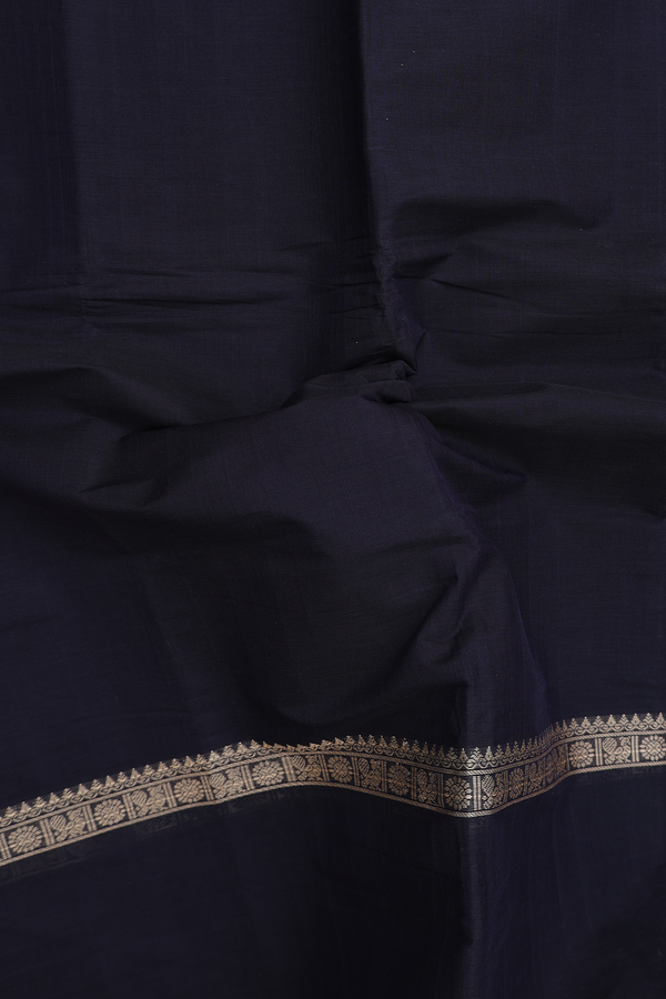 Coimbatore Cotton Saree In Black With Rettai Pettu Border
