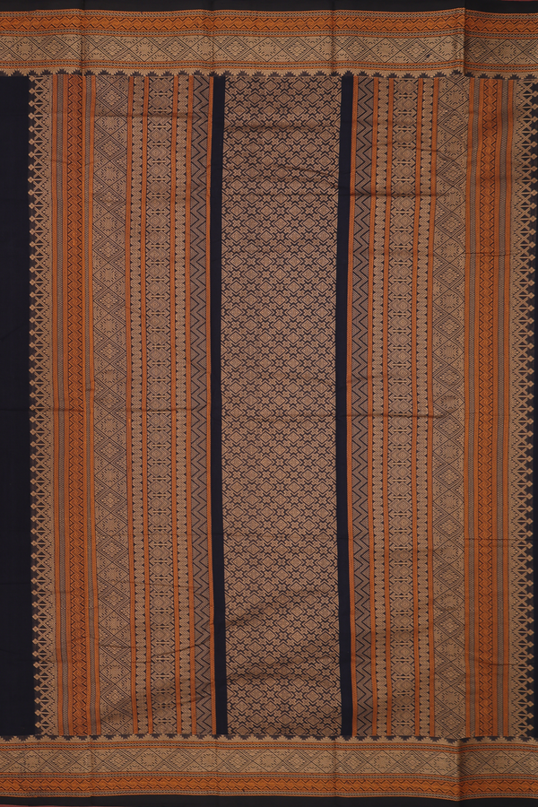 Coimbatore Cotton Saree In Black With Threadwork Buttas