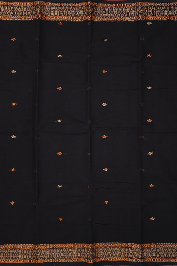 Coimbatore Cotton Saree In Black With Threadwork Buttas