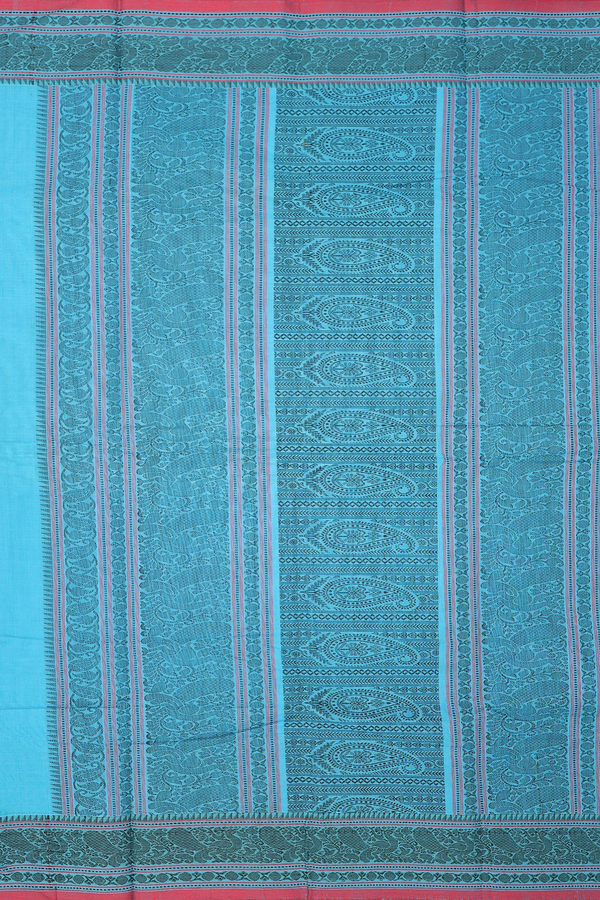Coimbatore Cotton Saree In Blue With Checks Design