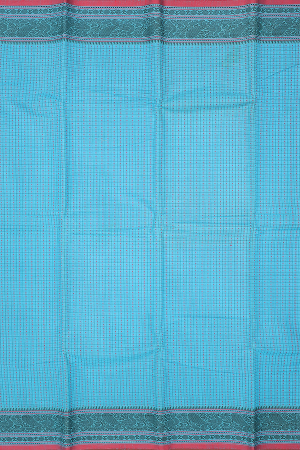 Coimbatore Cotton Saree In Blue With Checks Design