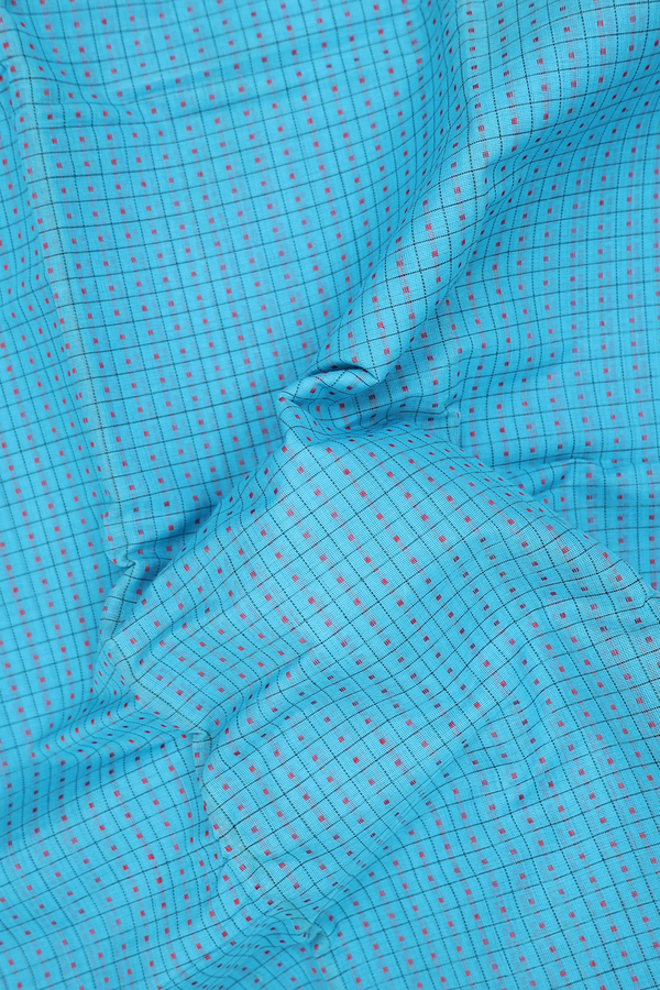 Coimbatore Cotton Saree In Blue With Checks Design