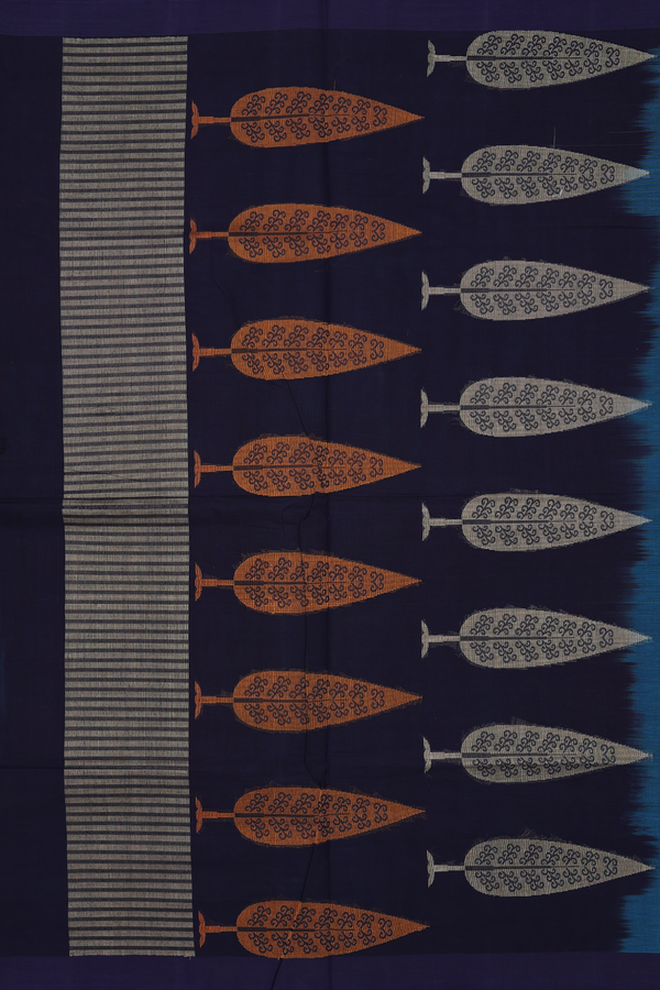 Coimbatore Cotton Saree In Blue With Threadwork Motifs
