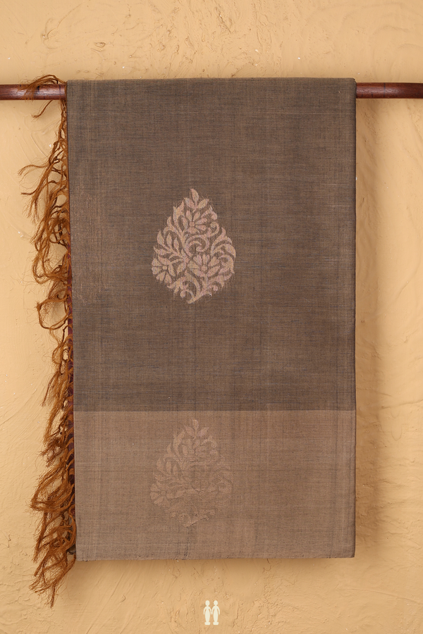 Coimbatore Cotton Saree In Brown With Floral Design