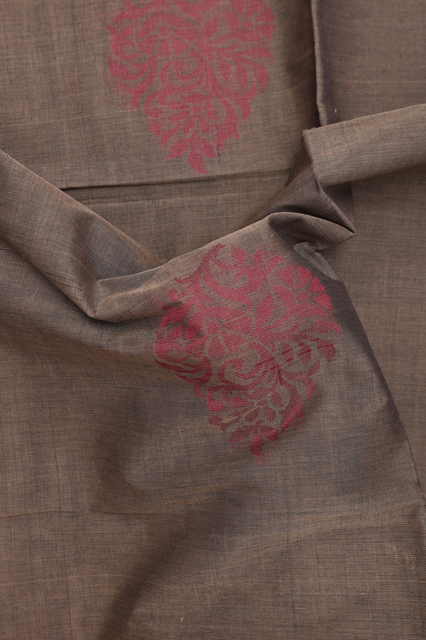Coimbatore Cotton Saree In Brown With Floral Design