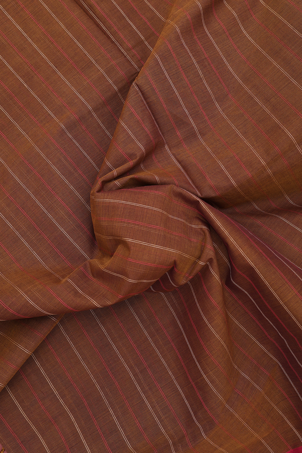 Coimbatore Cotton Saree In Brown With Stripes Design