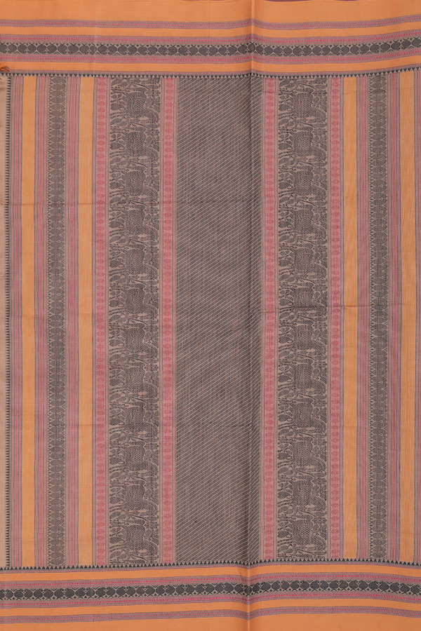 Coimbatore Cotton Saree In Brown With Threadwork Buttas