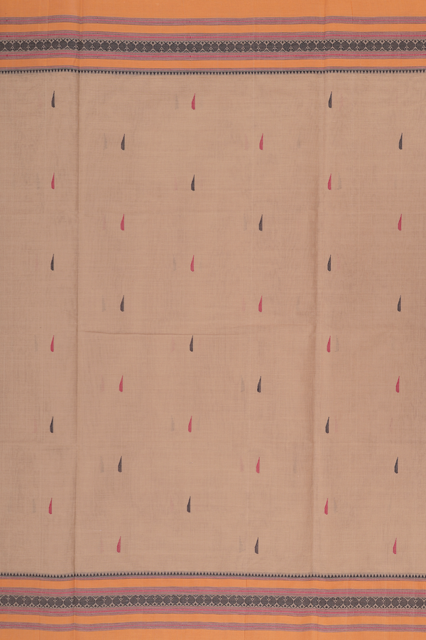 Coimbatore Cotton Saree In Brown With Threadwork Buttas