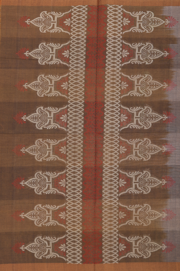 Coimbatore Cotton Saree In Brown With Threadwork Motifs