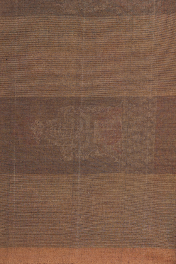 Coimbatore Cotton Saree In Brown With Threadwork Motifs