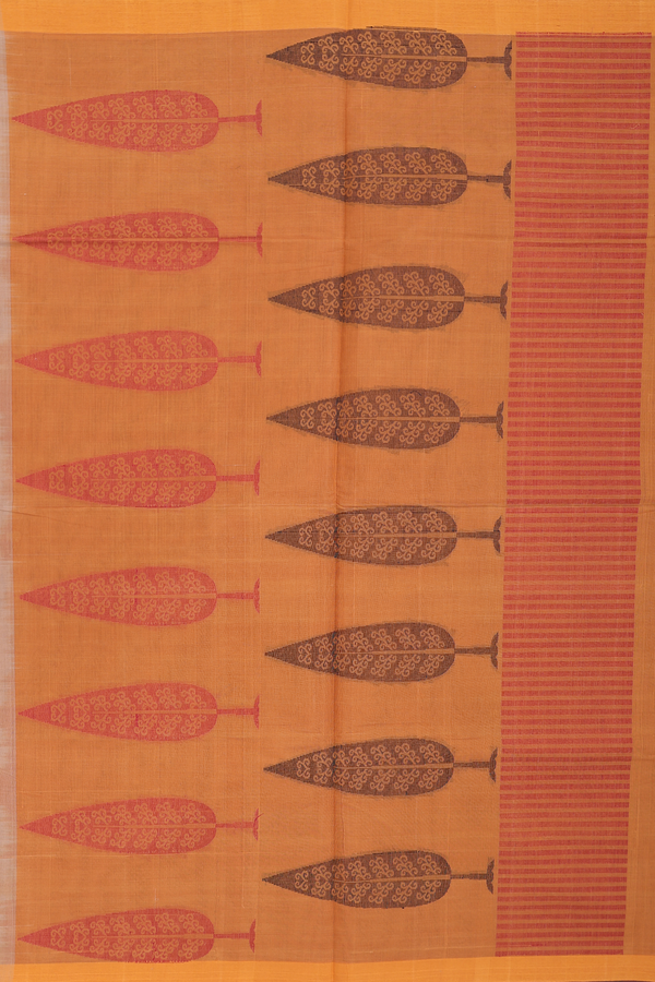 Coimbatore Cotton Saree In Brown With Threadwork Motifs