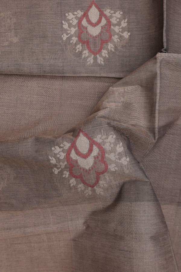 Coimbatore Cotton Saree In Brown With Threadwork Motifs