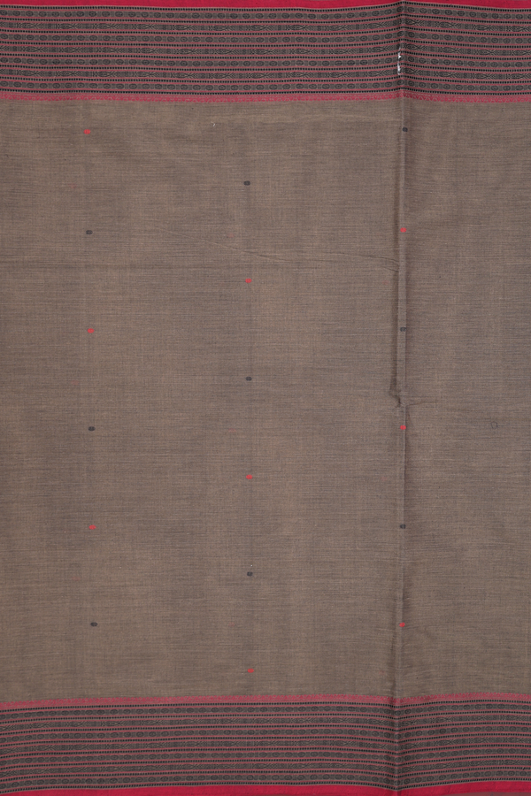 Coimbatore Cotton Saree In Cedar Brown With Threadwork Buttas