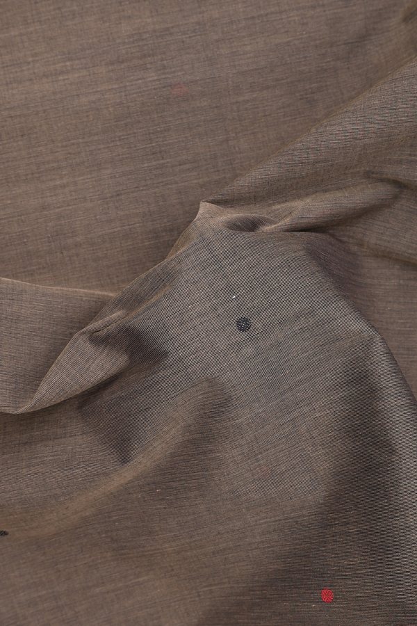Coimbatore Cotton Saree In Cedar Brown With Threadwork Buttas