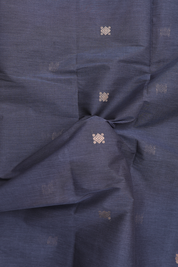 Coimbatore Cotton Saree In Charcoal Grey With Yali Buttas