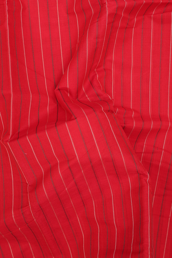 Coimbatore Cotton Saree In Chilli Red With Stripes Design