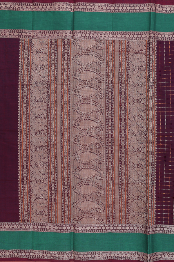 Coimbatore Cotton Saree In Chocolate Brown With Checks Design