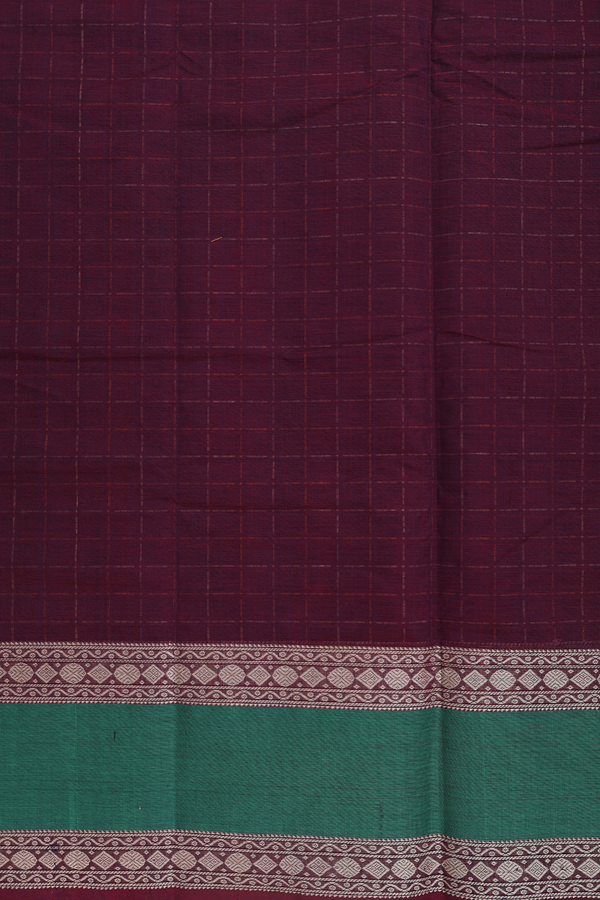 Coimbatore Cotton Saree In Chocolate Brown With Checks Design