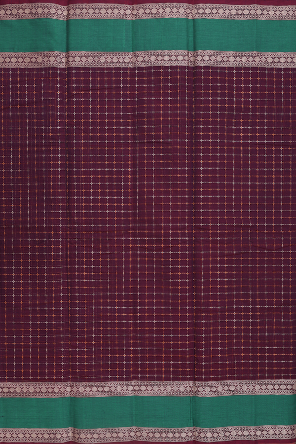 Coimbatore Cotton Saree In Chocolate Brown With Checks Design