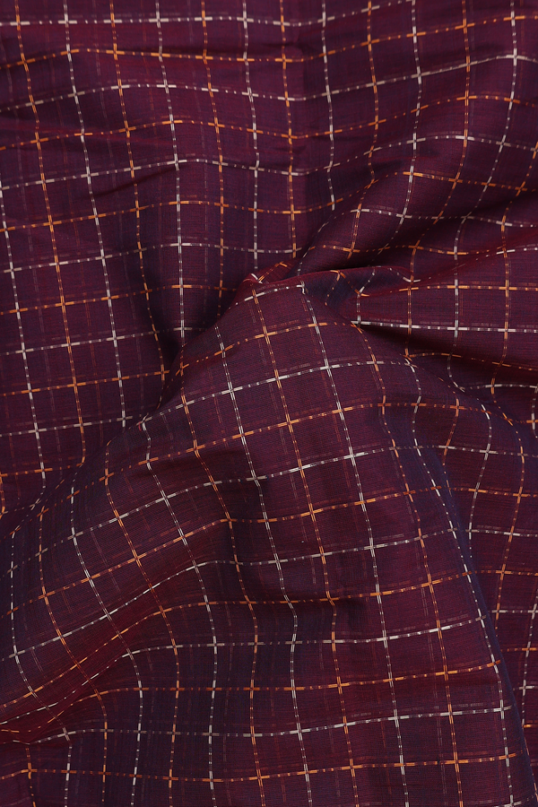 Coimbatore Cotton Saree In Chocolate Brown With Checks Design