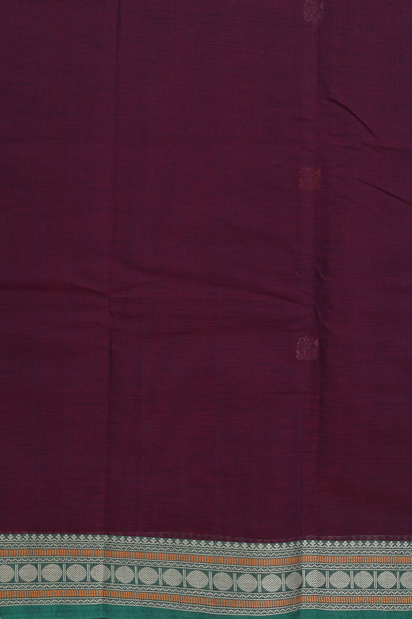 Coimbatore Cotton Saree In Coffee Brown With Peacock Buttas