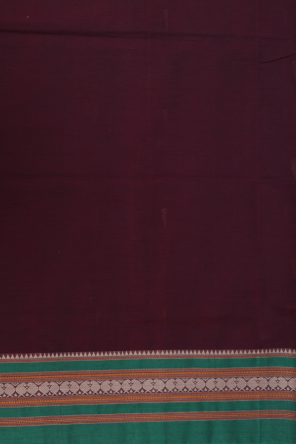 Coimbatore Cotton Saree In Coffee Brown With Threadwork Buttas