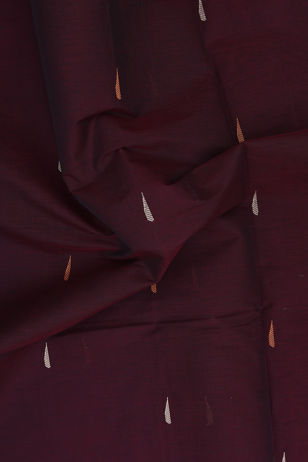 Coimbatore Cotton Saree In Coffee Brown With Threadwork Buttas