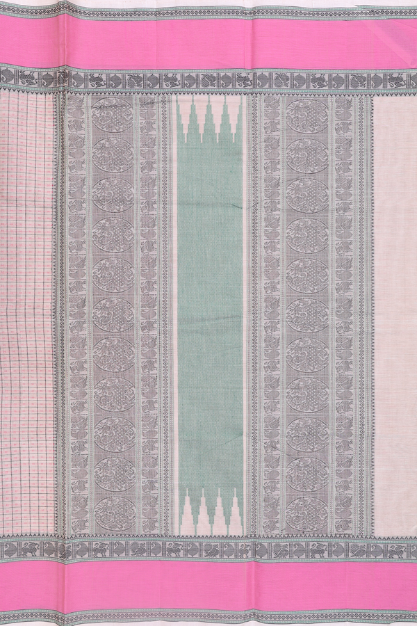 Coimbatore Cotton Saree In Cream With Checks Design