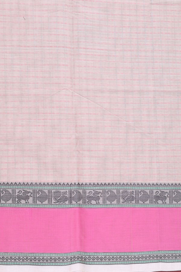 Coimbatore Cotton Saree In Cream With Checks Design