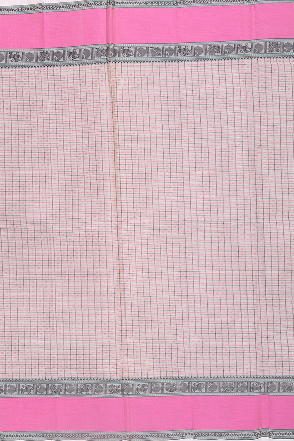Coimbatore Cotton Saree In Cream With Checks Design