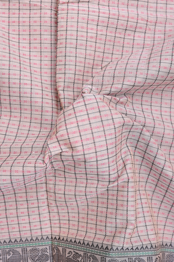 Coimbatore Cotton Saree In Cream With Checks Design
