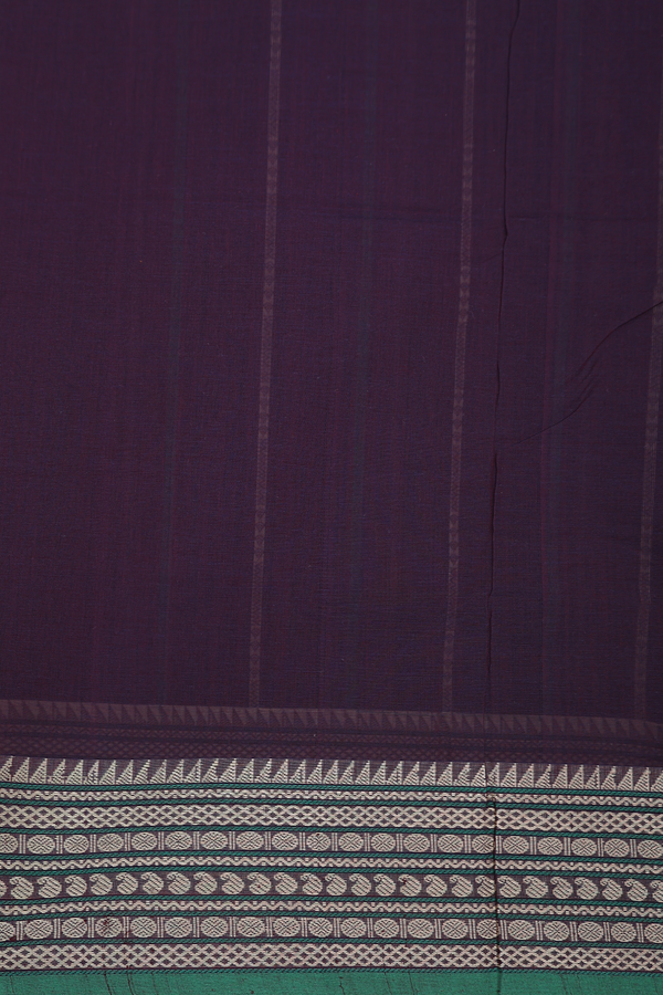 Coimbatore Cotton Saree In Dark Oak Brown With Stripes Design