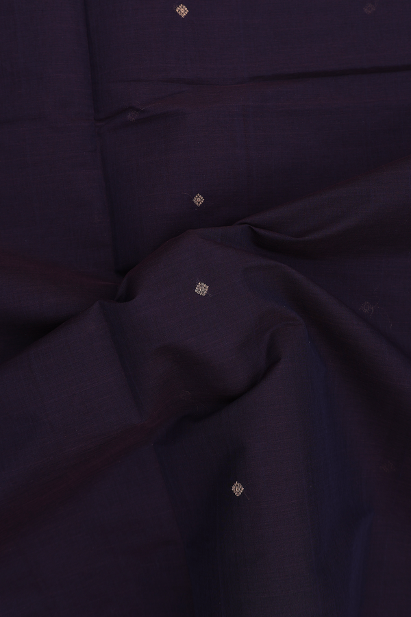 Coimbatore Cotton Saree In Dark Oak Brown With Zari Buttis