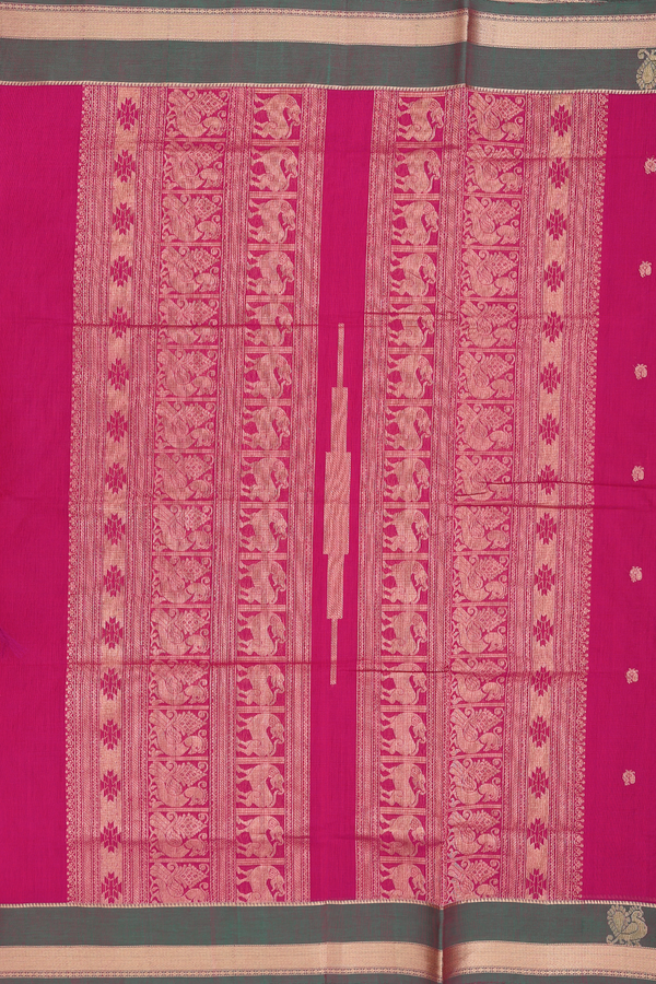 Coimbatore Cotton Saree In Deep Mulberry With Peacock Buttas