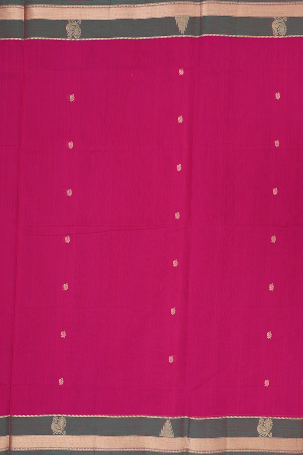 Coimbatore Cotton Saree In Deep Mulberry With Peacock Buttas