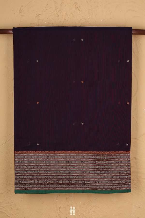Coimbatore Cotton Saree In Deep Purple With Rudraksh Buttis