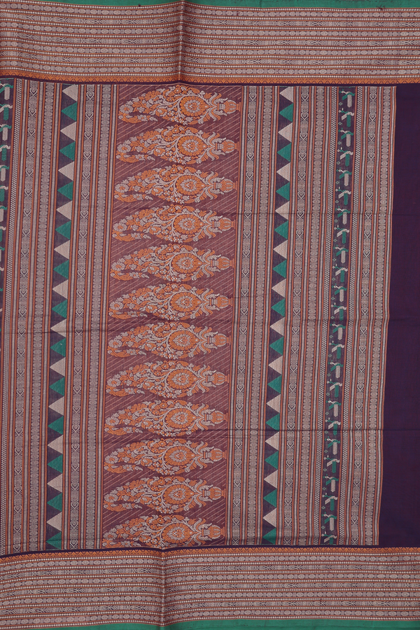 Coimbatore Cotton Saree In Deep Purple With Rudraksh Buttis