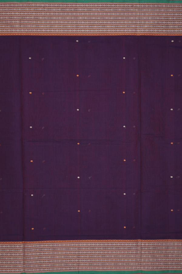 Coimbatore Cotton Saree In Deep Purple With Rudraksh Buttis